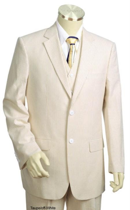 Sear Sucker Suit Seersucker Suit Cheap priced Taupe men's Seersucker Suit Athletic Cut Suits
