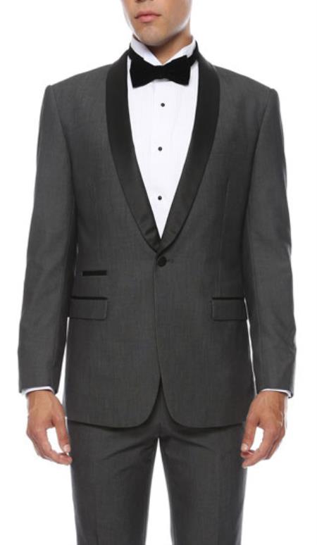 Reno 1-Button Shawl Slim narrow Style Fit Grey Tuxedo