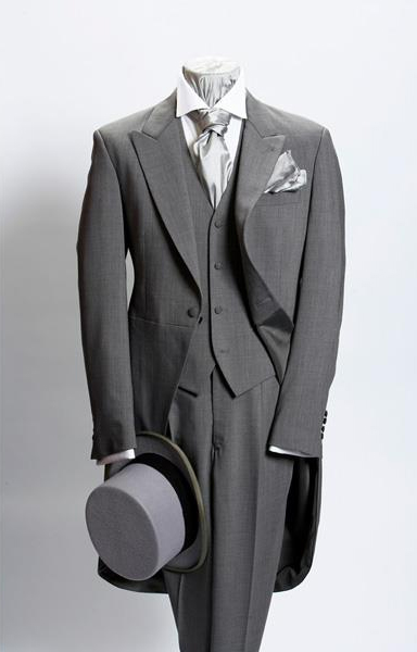  Men's Light Grey 1 Button Prince Of Wales Light Weight Wool Morning Suit