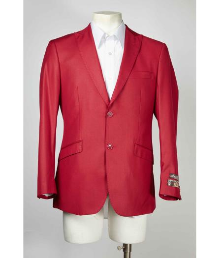  2 Button Style Dark red color shade Peak Lapel Single Breasted Blazer Online Sale