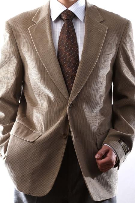 Two Button Tan khaki Color 100% Cotton Corduroy Sport Coat