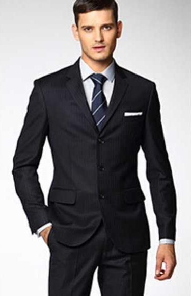 Mens 3 Button Fitted Slim Fit Wool Suit Flat Front Pants Side Vented Available in Black or Charcoal or Navy Blue 