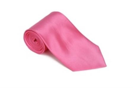 Azeleapink 100% Silk Solid Necktie With Handkerchief 