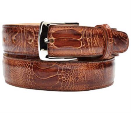 Belvedere attire brand Amico Genuine Ostrich Leg Brandy/Antique brown color shade Belt 