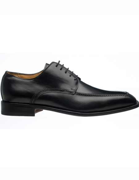  Men's Ferrini Italian French Calfskin Apron Toe Design Slip On Derby Black Shoes
