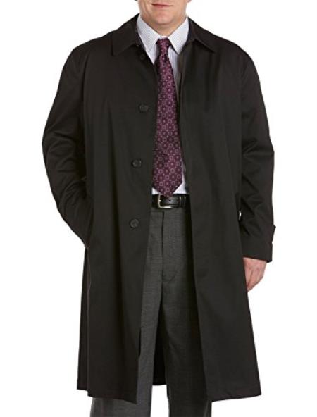  Men's Extra Long Black Outerwear Coat