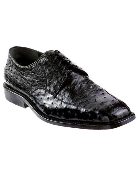  Men's Black Genuine Ostrich Los Altos Boots Oxfords Style Dress Shoes