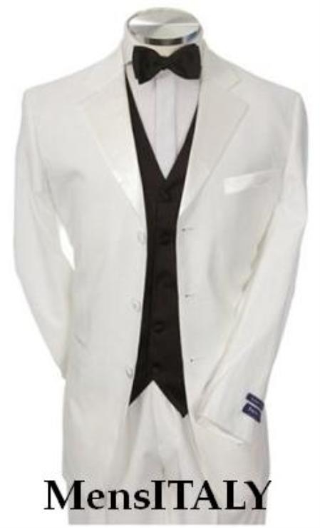 Light Weight White Tuxedo 1 or 2 or 3 Button Style Tuxedo Suit Liquid Jet Black Vest + Tuxedo Shirt & Bow Tie Packag 