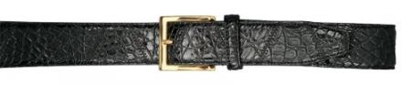 Real Authentic Skin Liquid Jet Black All-Over Genuine Crocodile Patchwork Belt 