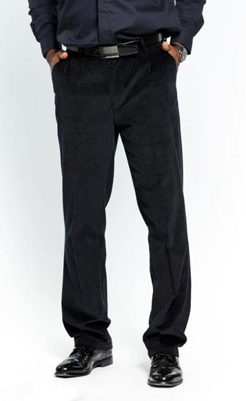  Men's Flat Front Corduroy Formal Stylish Black Dressy Pant