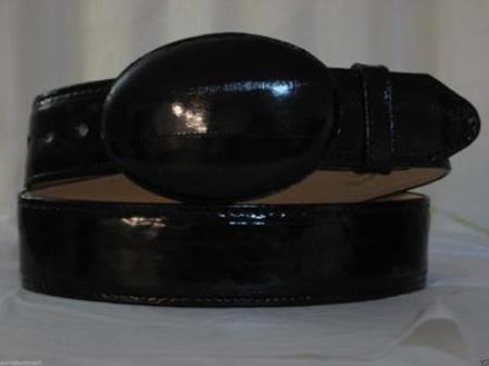 Genuine Authentic Faded Liquid Jet Black Eel Skin Western Cowboy Belt 
