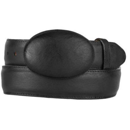 Liquid Jet Black Original Leather Western Style Hand Crafted Belt 