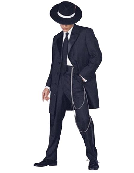 Tuxedo Fashion Formal Liquid Jet Black Longer Fashion Long length Zoot Suit For sale ~ Pachuco men's Suit Perfect for Wedding