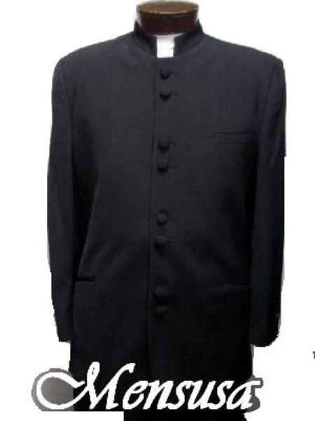 no collar mandarin Collar BANNED Collar Liquid Jet Black Suit 8 BUTTON EXTRA FINE HAND MADE Discount Online Sale Designer Superior Fabric Light Weight 
