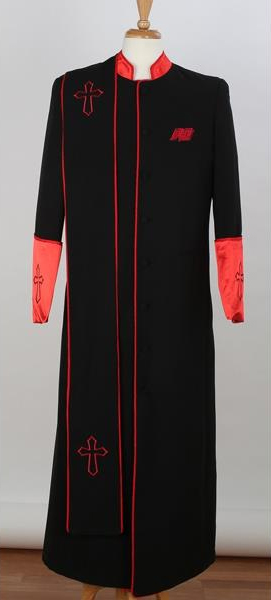 Men's Big & Tall Church Cross Accent Robe With Stole Mandarin Black/Red Suit For Men Perfect For Prom