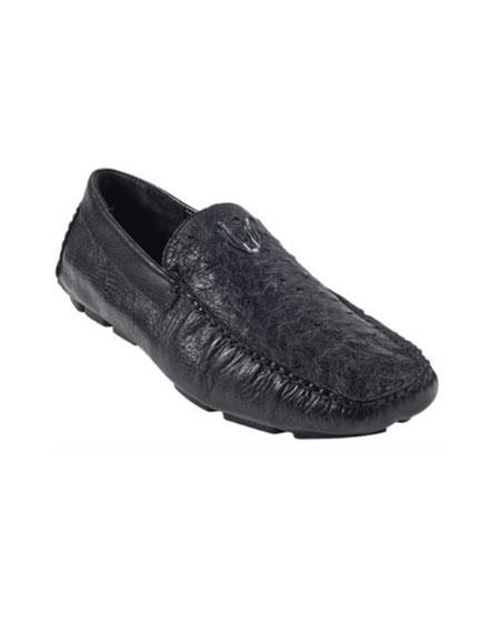 Liquid Jet Black Genuine Ostrich Full Quill Driver Vestigium Driving Shoes for Online slip on loafers for 