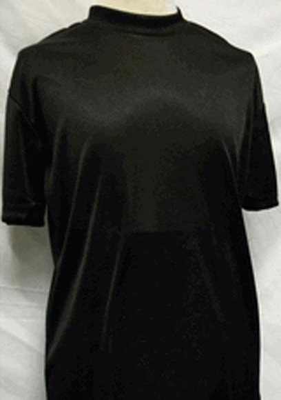  Men's Black Classy Mock Neck Shiny Short Sleeve Shirt