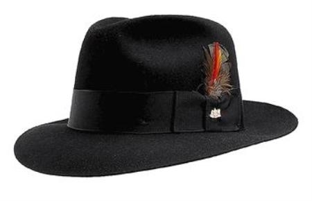 Mens Dress Hat Liquid Jet Black Untouchable Fedora suit hat Very Soft and Silky Sovereign Quality Finish Wool