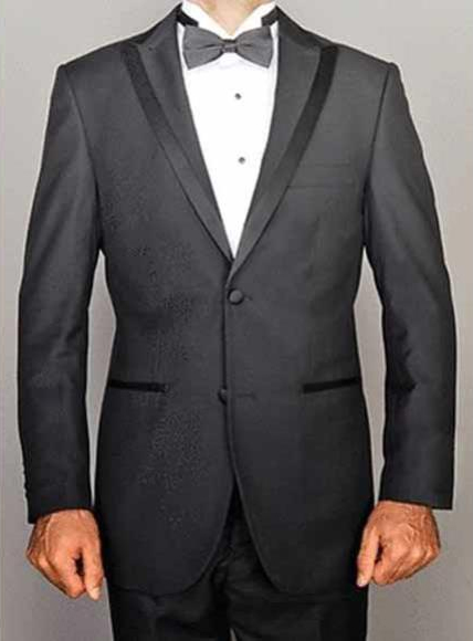  High Quality Peak Lapel 2 Button Slim Fit 1920s tuxedo style With Satin Trim Black Lapel 