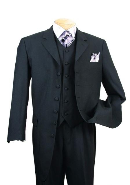 Classic Long Solid Liquid Jet Black Fashion Long length Zoot Suit For sale ~ Pachuco men's Suit Perfect for Wedding