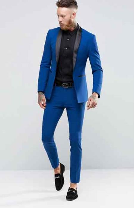 Blue 1 Button Style  Royal Blue Suit For Men Perfect   Skinny formal tux Jacket Tuxedo Blazer (No Pants)  Dinner Jacket Clearance Sale Online