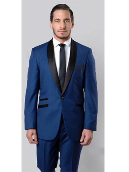 Slim narrow Style Fit Tuxedo Shawl Lapel Black,Blue