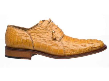  Ferrini Fashion Design Lace Up Camel Derby Hornback Alligator skin Shoes