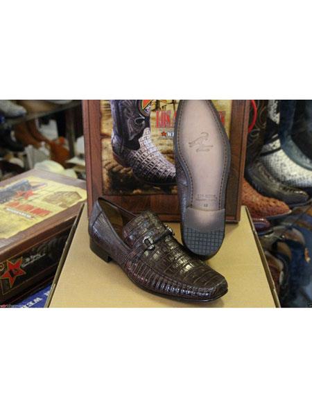  Men's Genuine Crocodile Los Altos Boots Lizard Style Brown Dress Shoes