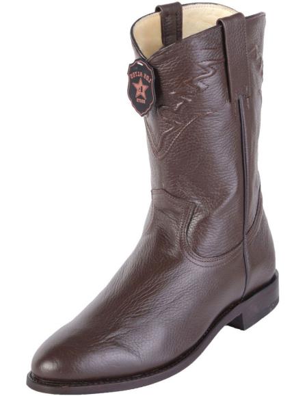  Men's Los Altos Boots Roper Toe Brown Genuine Elk Leather Handcrafted Boots