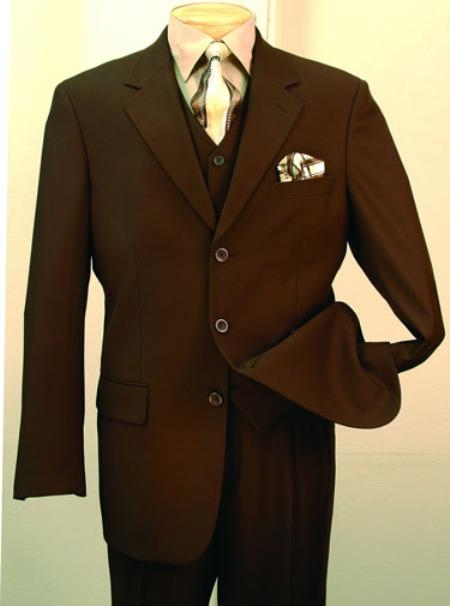 Fashion three piece suit in Superior Fabric 150's Luxurious Wool Fabric brown color shade 