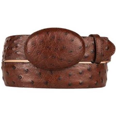 brown color shade Original Ostrich Full Quill Skin Western Style Hand Crafted Belt 