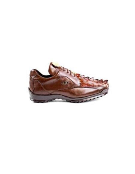 Brown Dress Shoe Authentic Belvedere Exotic Skin Brand Genuine Hornback Crocodile and Soft Calf Leather Lining Brown Shoe