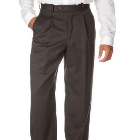 Mens Pleated Dress Pants Solid Pleated Slacks Dress Pants For online brown color shade Wool Fabric Gabardine Slack 