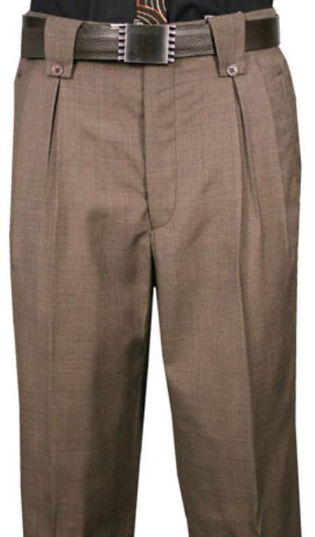 Veronesi Flap Style Back Pocket Houndstooth Fine Wool Fabric 1920s 40s Fashion Clothing Look ! Wide Leg Dress Pants Brown