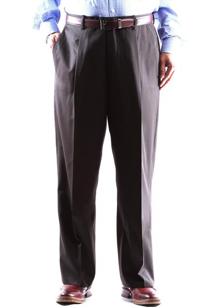  Regular Size & Big and Tall Brown 100% Wool Dress Pants Gabardine Fabric Pleated Pants