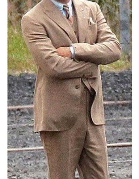  Men’s Brown Single Breasted Wool Blend vested suit