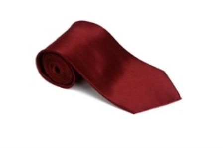 Burgundy ~ Maroon ~ Wine Color 100% Silk Solid Necktie With Handkerchief 