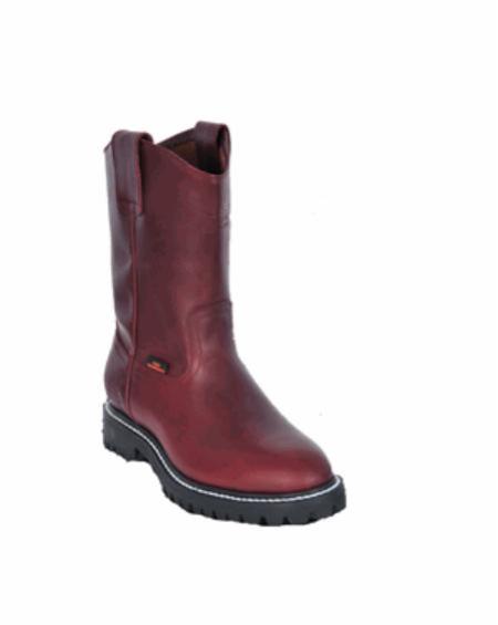 Authentic Los altos Grasso Nappa Work Boot with Full Lug Sole Burgundy ~ Maroon ~ Wine Color 