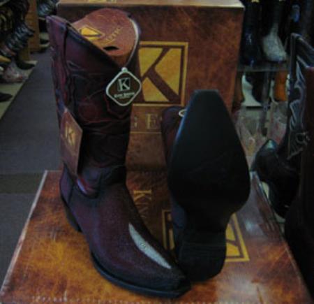 Genunie Stingray skin King Exotic Boots Snip Toe Western Cowboy Burgundy Boot 
