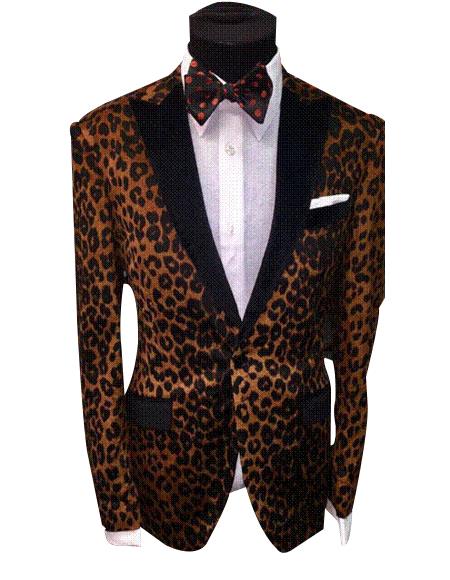 Leopard Mens Blazer - Brown and Tan Mixed Animal Print Print Sport Jacket