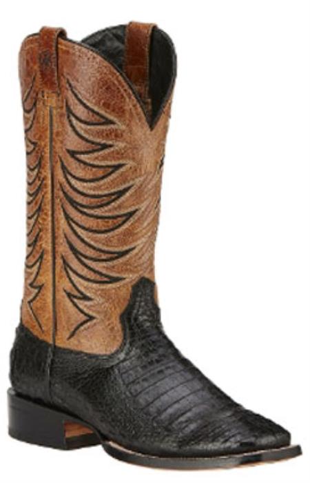 Ariat Handcrafted Fire Catcher Genuine Cai Belly Liquid Jet Black Boots 
