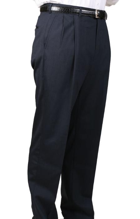 Dark Grey Masculine color Blue Parker Pleated Slacks Pants Lined Trousers Wool
