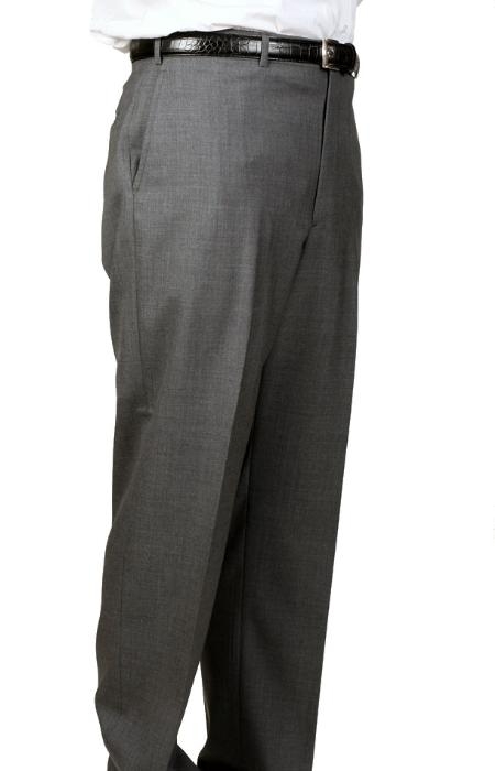 Medium Charcoal, Parker, Pleated Slacks Pants Lined Trousers Wool