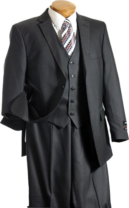 Summer Light Weight Fabric 3PC Vested Dark Grey Masculine color TNT three piece suit 