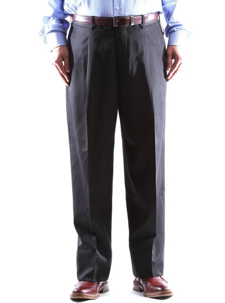  Regular Size & Big and Tall 100% Wool Dress Pants Pleated Pants Charcoal Gabardine Fabric