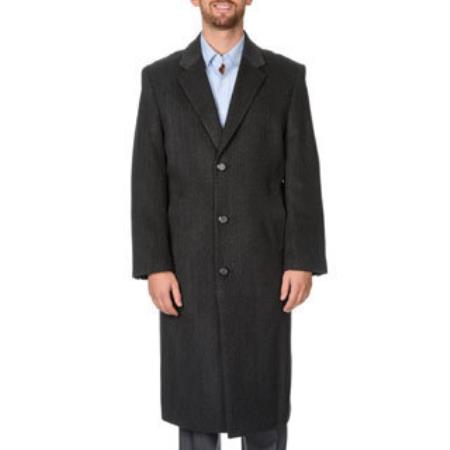 'Harvard' Dark Grey Masculine color Herringbone Tweed Full-Length Coat 