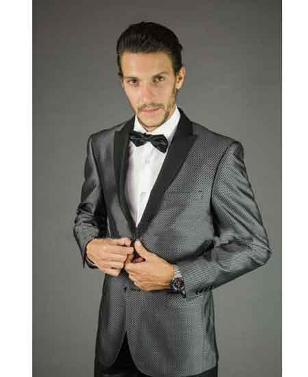 Dark Grey Masculine color Black and Silver Suit Grey Tuxedo ~ Wedding Liquid Jet Black Lapel Groom Suit