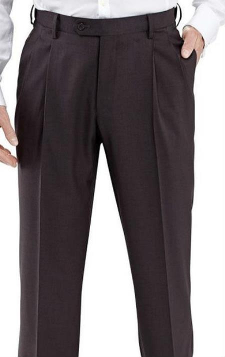 Winthrop & Chruch 100% Wool Fabric Pleated Slacks Dress Pants Dark Grey Masculine color 