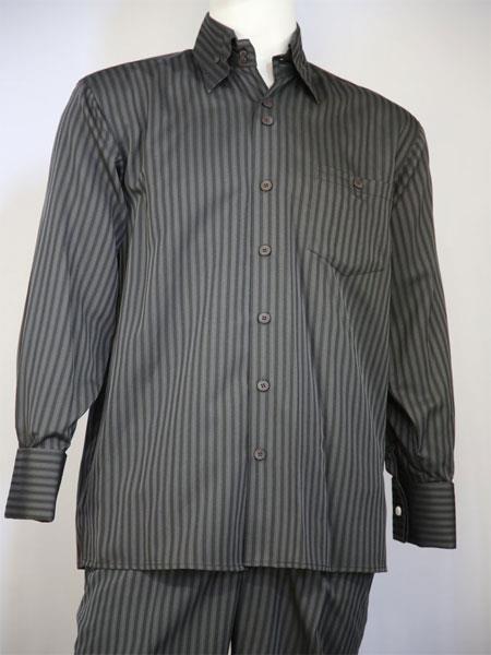  men's Classic Striped Design Grey Walking Suit