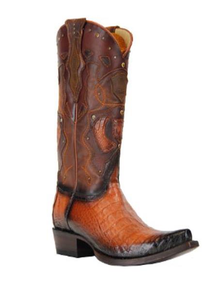 King Exotic Boots Cai Belly Snip Toe Faded Cognac 